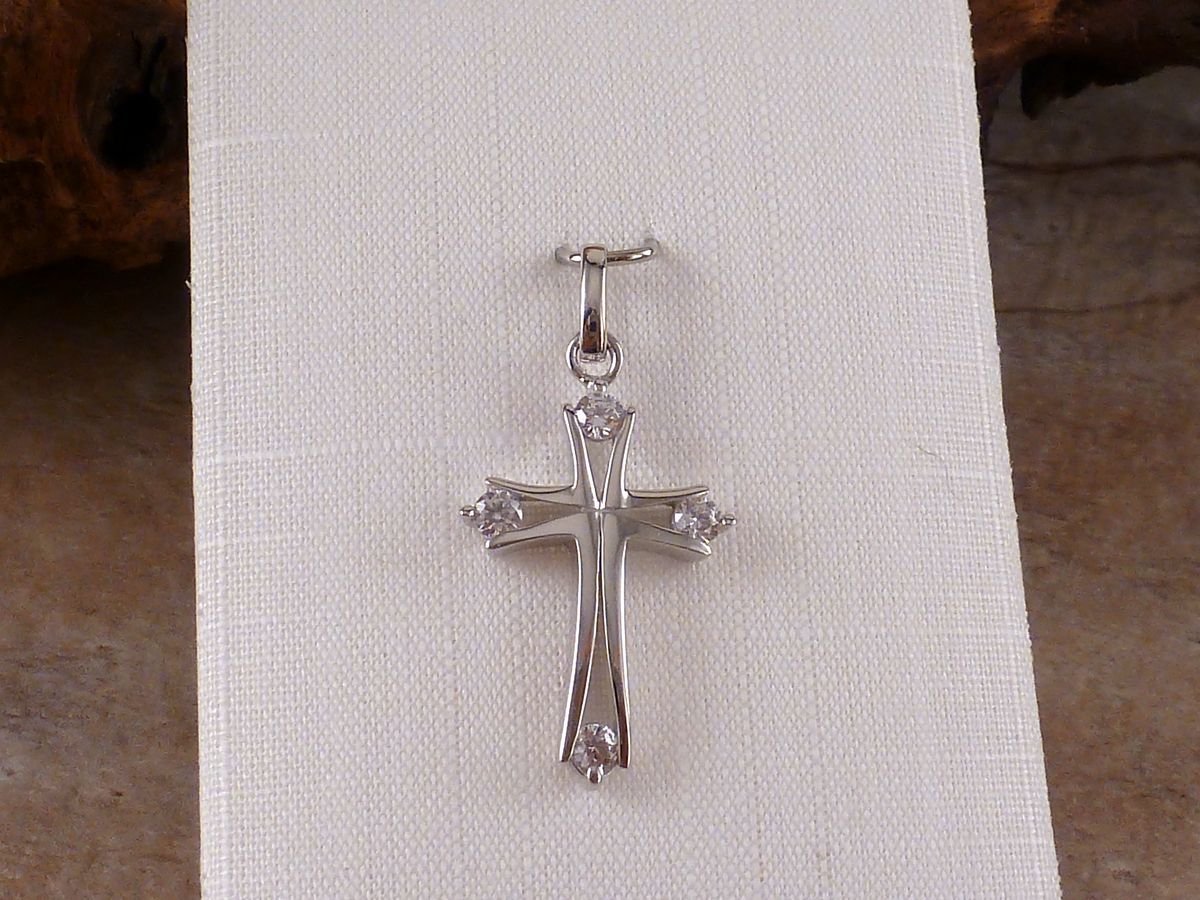 Anhänger 925 Sterling Silber rhodiniert Kreuz Zirkonia – Bild 3
