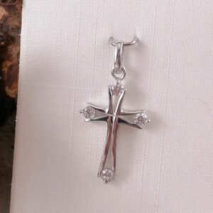 Anhänger 925 Sterling Silber rhodiniert Kreuz Zirkonia