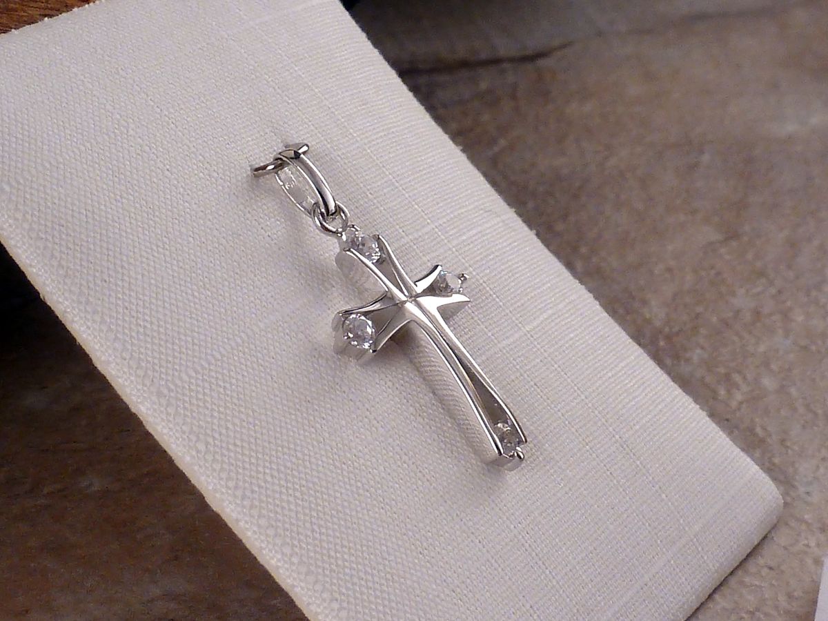 Anhänger 925 Sterling Silber rhodiniert Kreuz Zirkonia – Bild 2
