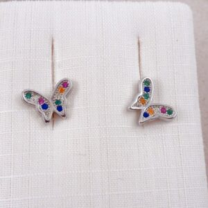 Ohrstecker 925 Silber Schmetterling mit Zirkonia bunt