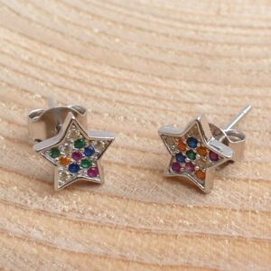 Ohrstecker 925 Sterling Silber Stern mit Zirkonia