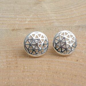 Ohrstecker 925 Sterling Silber Blume des Lebens Ø 12 mm