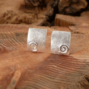 Ohrstecker 925 Sterling Silber eckig Spirale