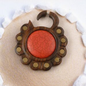 Fake Ohrstecker Holz rot