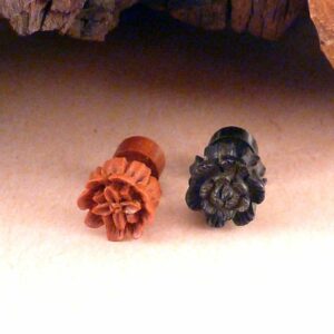 Fake Ohrstecker Holz Blume