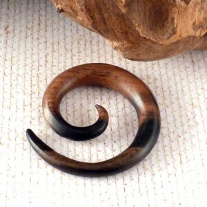 Expander Ohrring Spirale Holz 6 mm