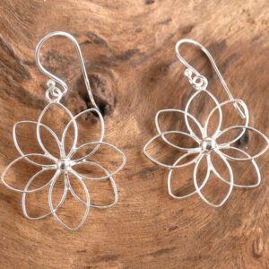 Ohrhänger 925 Silber Blume 3 D Optik