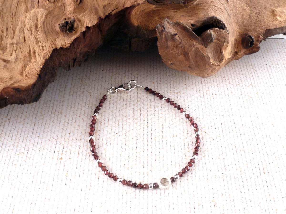 Armband Granat mit Silber gebürstet – Bild 3
