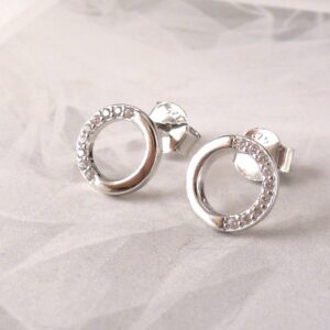 Ohrstecker 925 Silber Kreis mit Zirkonia
