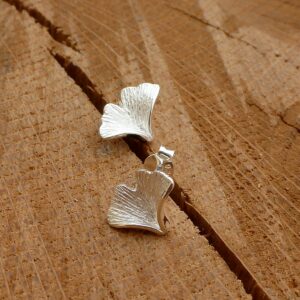 Ohrringe Ohrstecker 925 Silber Ginkgo Blatt