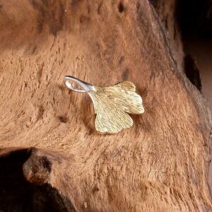 Anhänger 925 Silber Ginkgo Blatt vergoldet