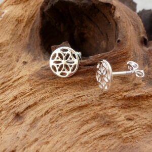 Ohrstecker 925 Silber vergoldet Blume des Lebens