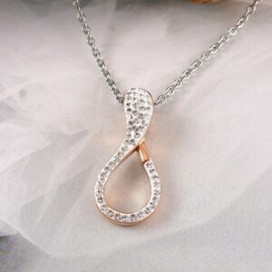 Kette mit Anhänger Edelstahl rosegold und Zirkonia