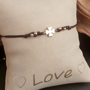 Armband verstellbar Kleeblatt 925 Silber vergoldet