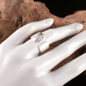Ring 925 Silber gebürstet Zirkonia