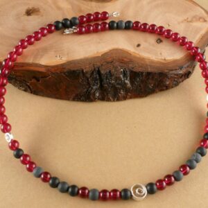 Kette Glasperlen Rot Onyx