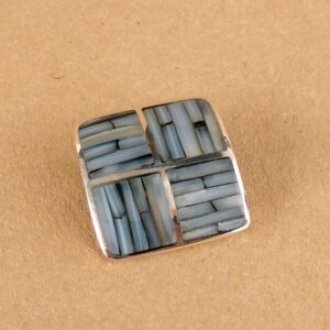 Anhänger 925 Silber eckig Perlmutt Mosaik Muster