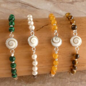 Armband Shiva Auge mit Edelstein Perlen