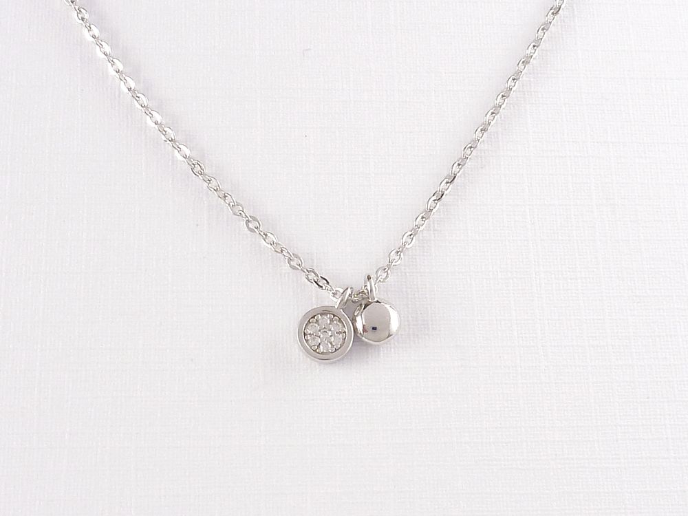 Kette 925 Silber mit Anhänger Zirkonia Kreis