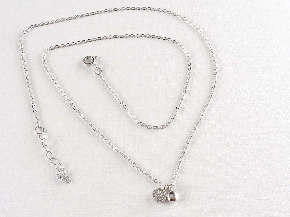 Kette 925 Silber mit Anhänger Zirkonia Kreis – Bild 4