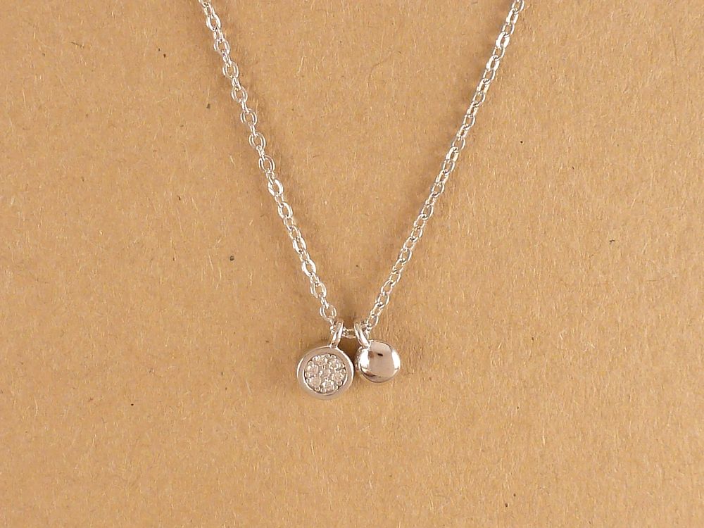 Kette 925 Silber mit Anhänger Zirkonia Kreis – Bild 2