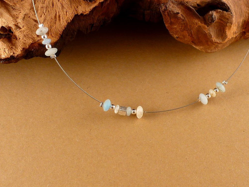 Kette 925 Silber Edelstein Andenopal – Bild 5