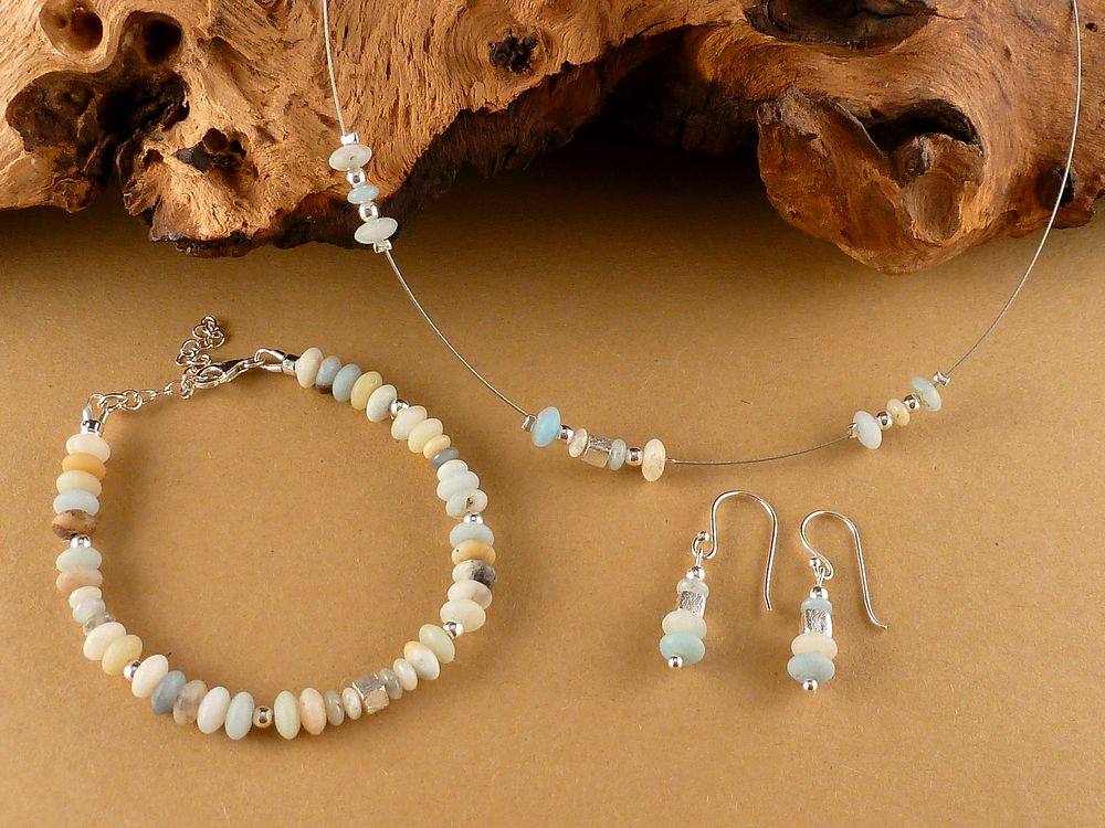 Kette 925 Silber Edelstein Andenopal