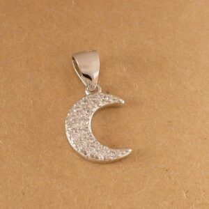 Anhänger 925 Sterling Silber Halbmond mit Zirkonia