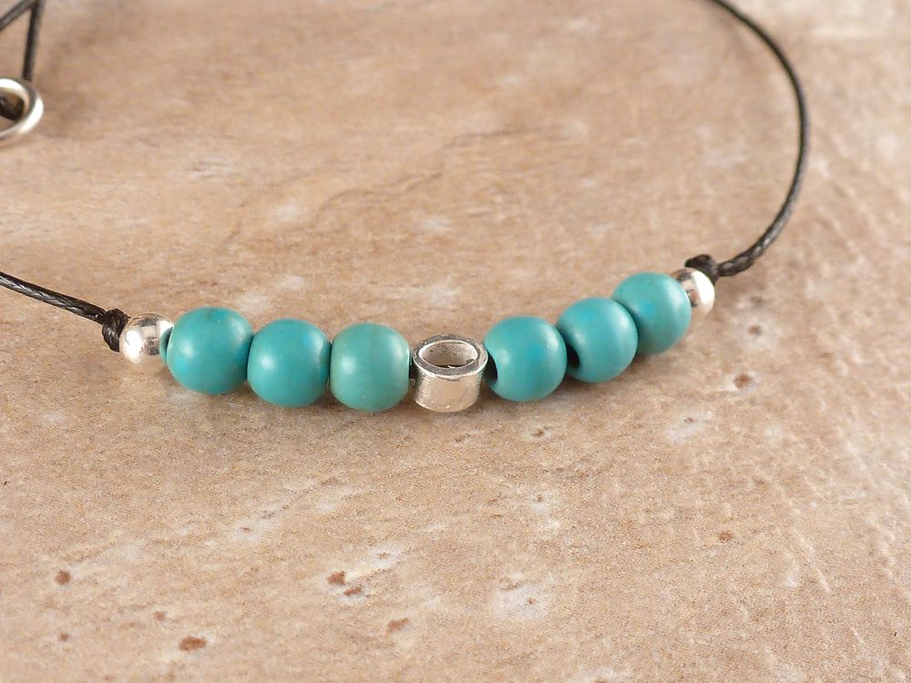 Fußkette mit Perlen Türkis 925 Silber – Bild 5
