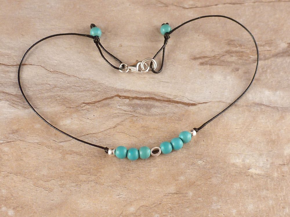 Fußkette mit Perlen Türkis 925 Silber – Bild 4