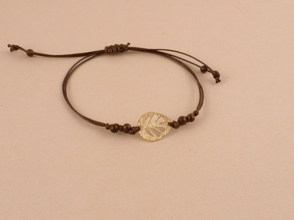 Armband mit Blatt vergoldet – Bild 3