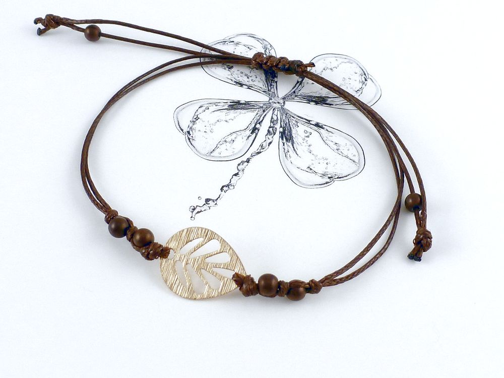 Armband mit Blatt vergoldet – Bild 4