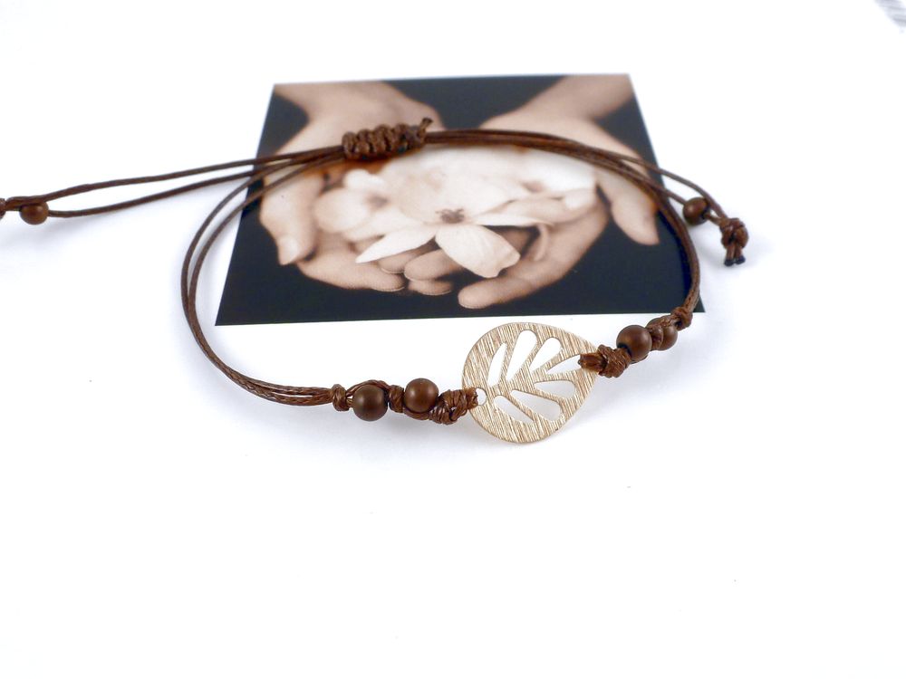 Armband mit Blatt vergoldet – Bild 2