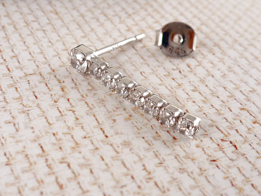 Ohrstecker 925 Silber lang mit Zirkonia – Bild 2