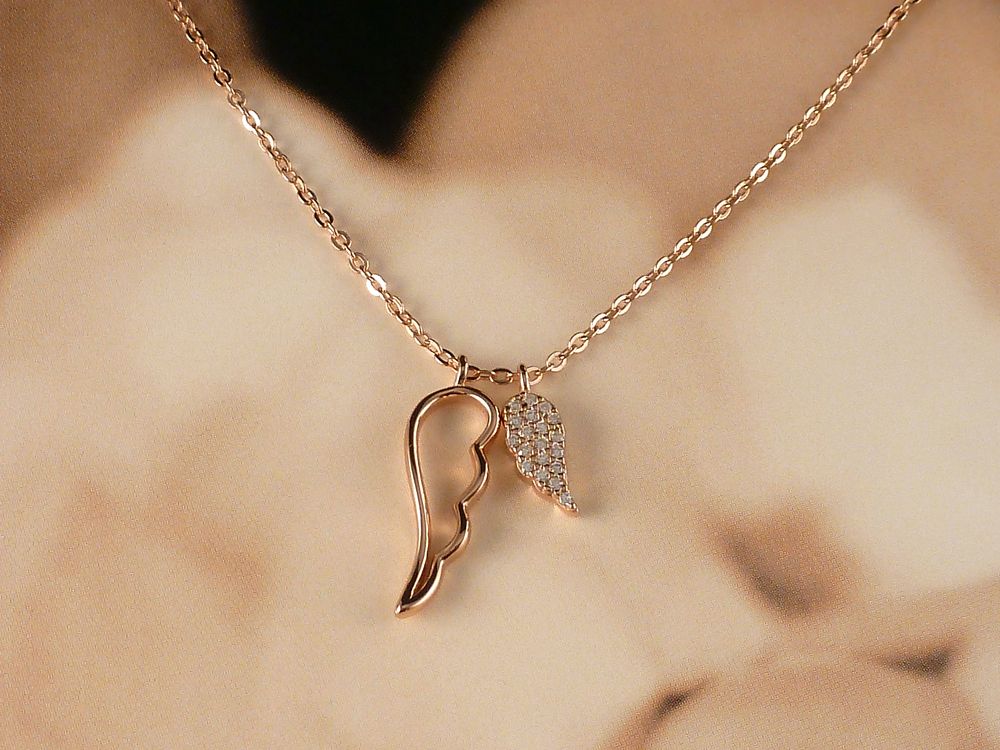 Kette 925 Silber rosegold mit Flügel – Bild 5