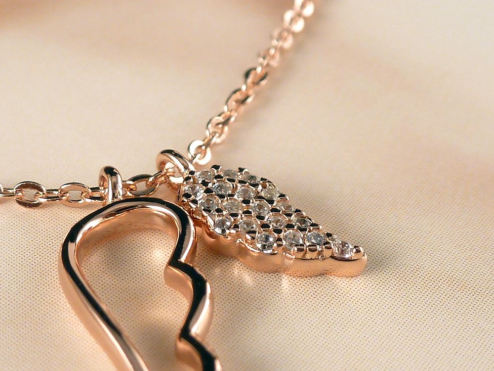 Kette 925 Silber rosegold mit Flügel – Bild 3