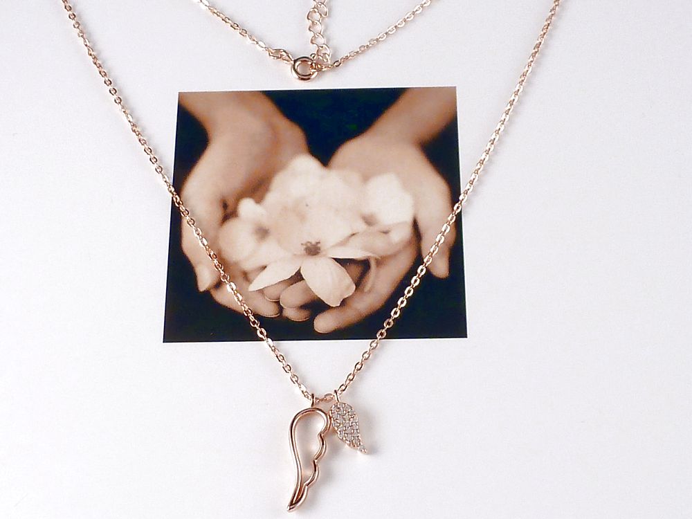 Kette 925 Silber rosegold mit Flügel