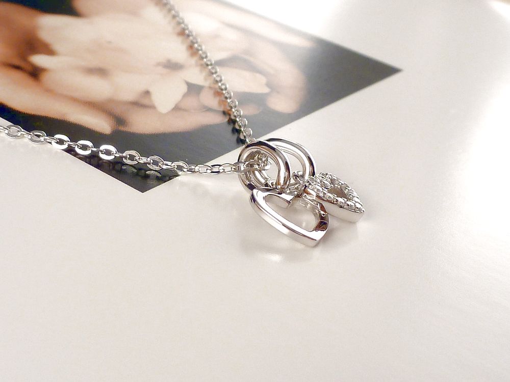 Kette 925 Silber mit Herzen – Bild 2
