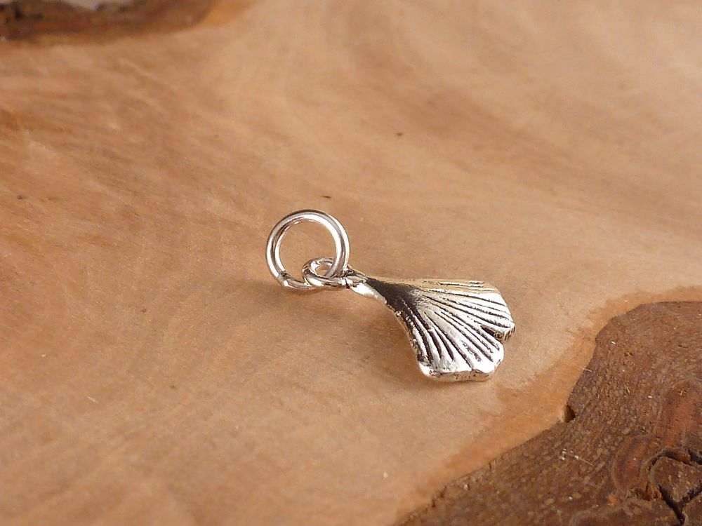 Anhänger 925 Silber Ginkgo Blatt klein – Bild 3