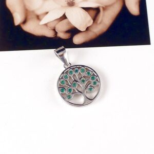 Anhänger 925 Silber Baum mit Zirkonia Grün