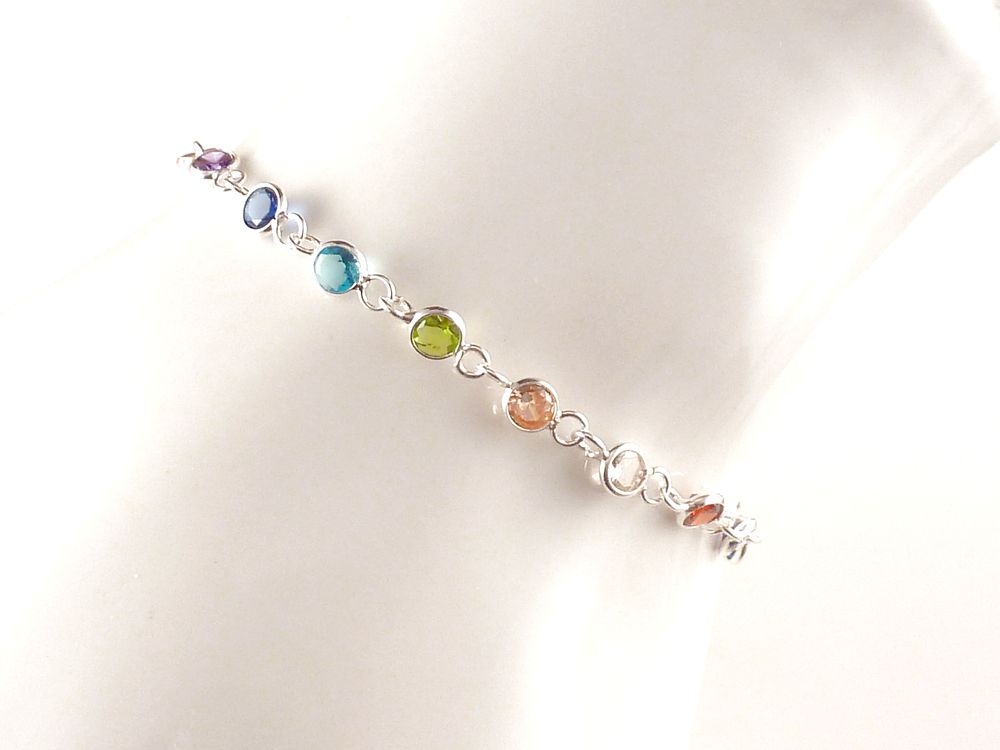 Armband 925 Silber mit Zirkonia bunt – Bild 5