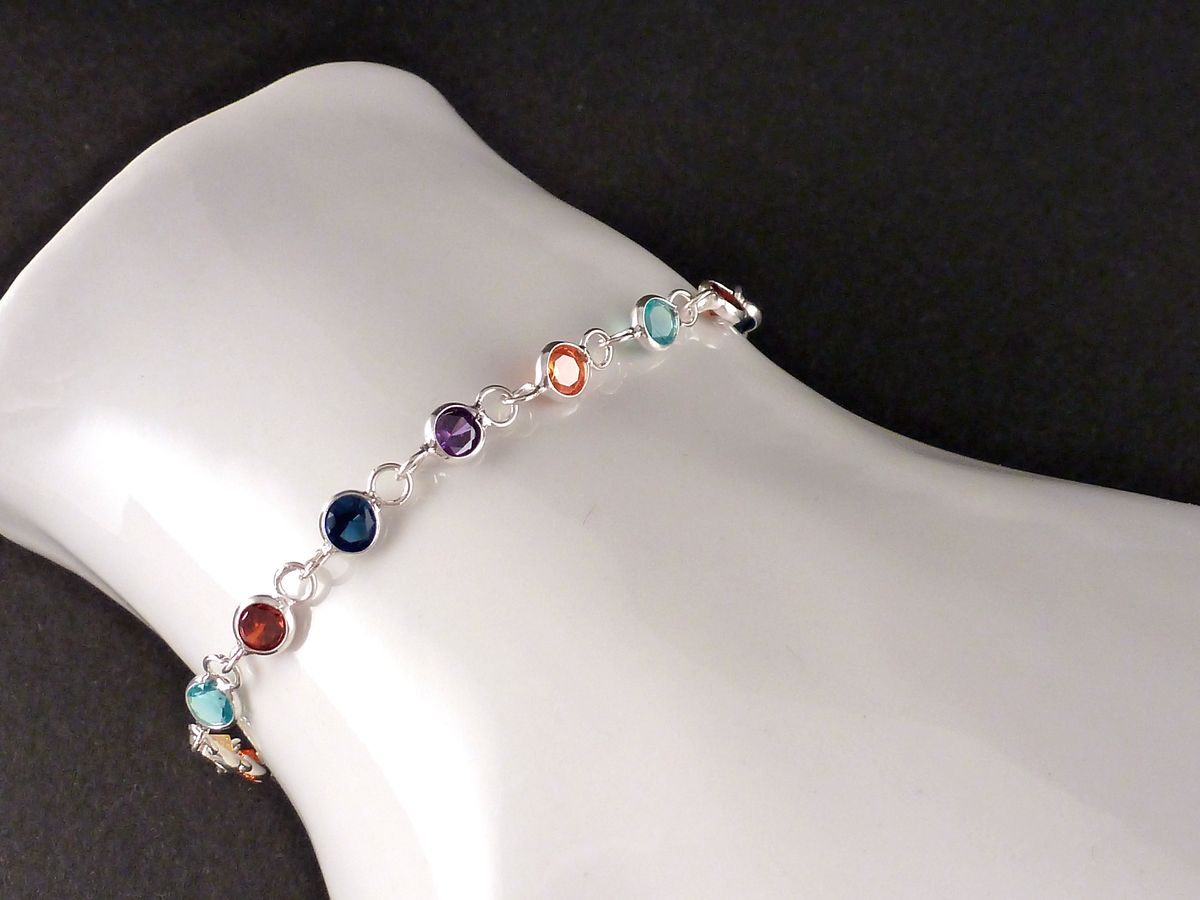 Armband 925 Silber mit Zirkonia bunt – Bild 4