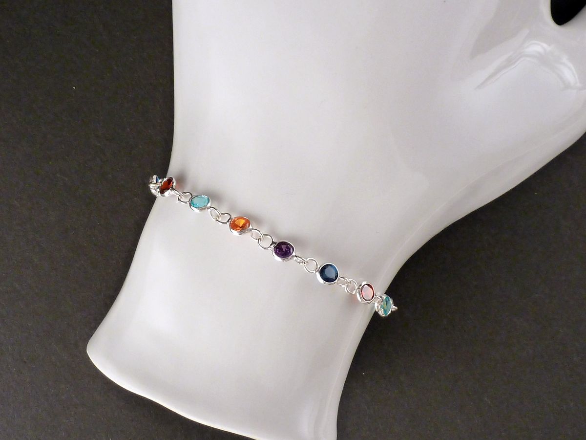 Armband 925 Silber mit Zirkonia bunt – Bild 3