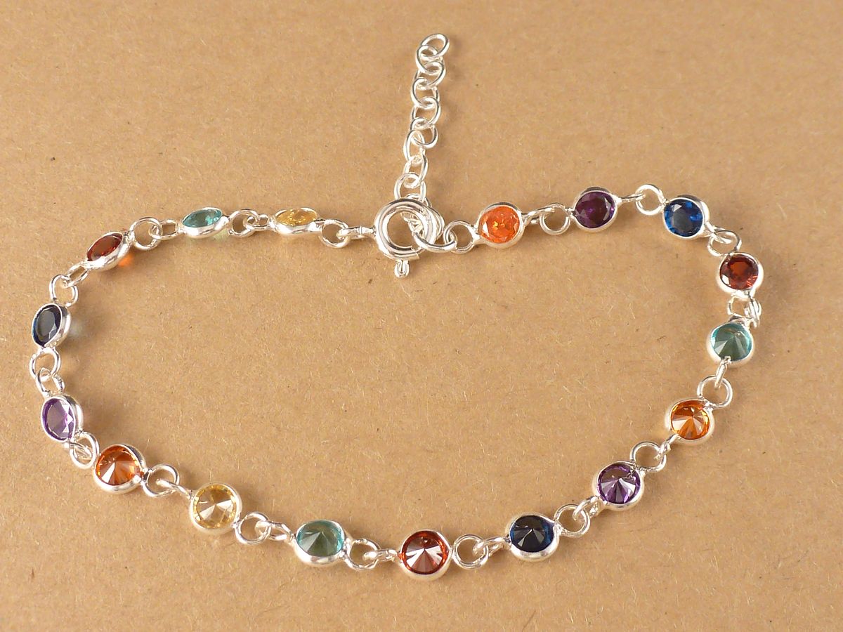 Armband 925 Silber mit Zirkonia bunt – Bild 2