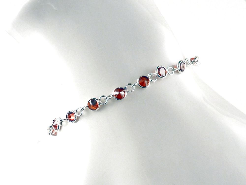 Armband 925 Silber mit Zirkonia Rot – Bild 2
