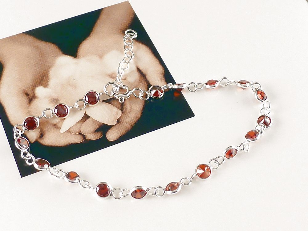 Armband 925 Silber mit Zirkonia Rot