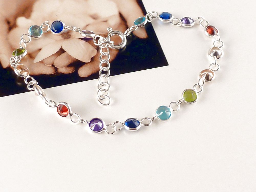 Armband 925 Silber mit Zirkonia bunt