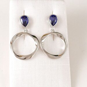 Ohrringe Ohrstecker 925 Silber Kreis mit blauem transanit Zirkonia