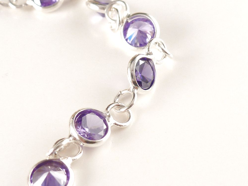 Armband 925 Silber mit Zirkonia lila – Bild 4