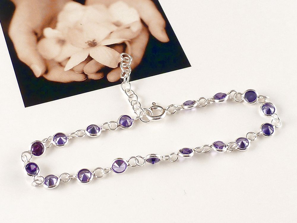 Armband 925 Silber mit Zirkonia lila – Bild 3
